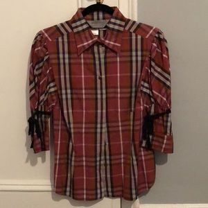 Sportmax plaid blouse with puff sleeves